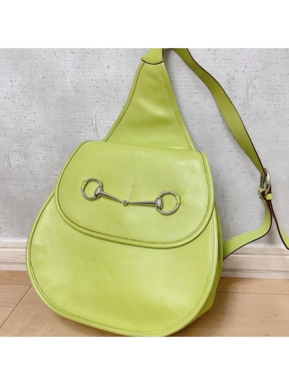 Gucci Color Vintage Horsebit Shoulder Bag Leather Green
